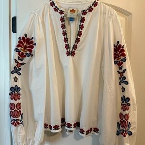 Farm x anthropologie embroidered peasant blouse